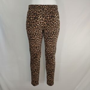 MICHAEL Michael Kors Leopard Print Ankle Pants Medium Animal Print Slim Career